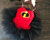 Super sweet violet- violet -incredibles - tutu dress - costume - red - black - mask - tutu - birthday - halloween