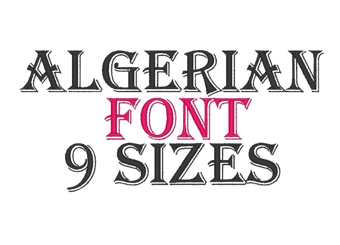 Algerian Font BX Embroidery Files 9 SIZES Instant Download | Etsy