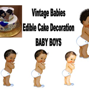 Pre cut Vintage baby boy Edible Cake Topper