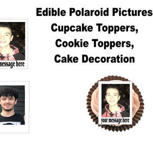 Custom Edible Polaroid Picture Cupcake topper, Rice krispy topper