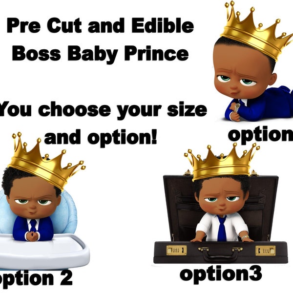 Pre-Cut African American Sassy Bossy Boy Royal Prince Edible Cake, Cupcake, Cookie Toppers