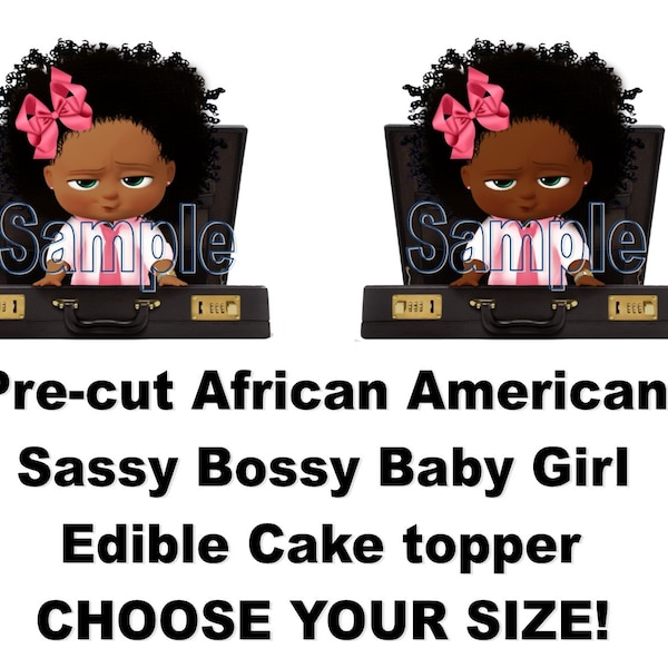 Pre-Cut African American Sassy Bossy  Girl  Edible Cake, Cupcake, cookie Toppers