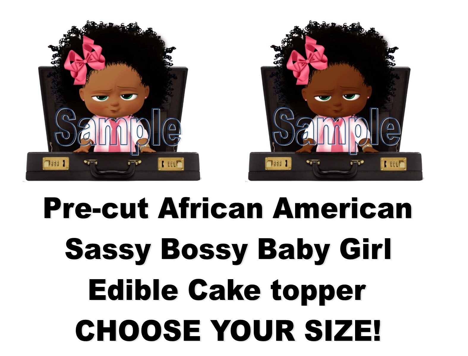 Pre-Cut African American Sassy Bossy  Girl  Edible Cake, Cupcake, cookie Toppers