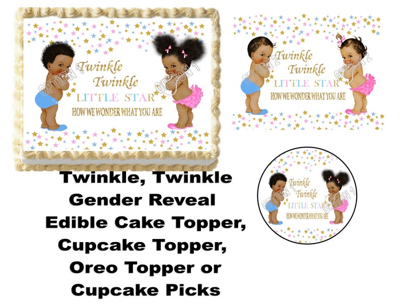 Edible Twinkle Twinkle Gender Reveal Cake Topper Cupcake - Etsy