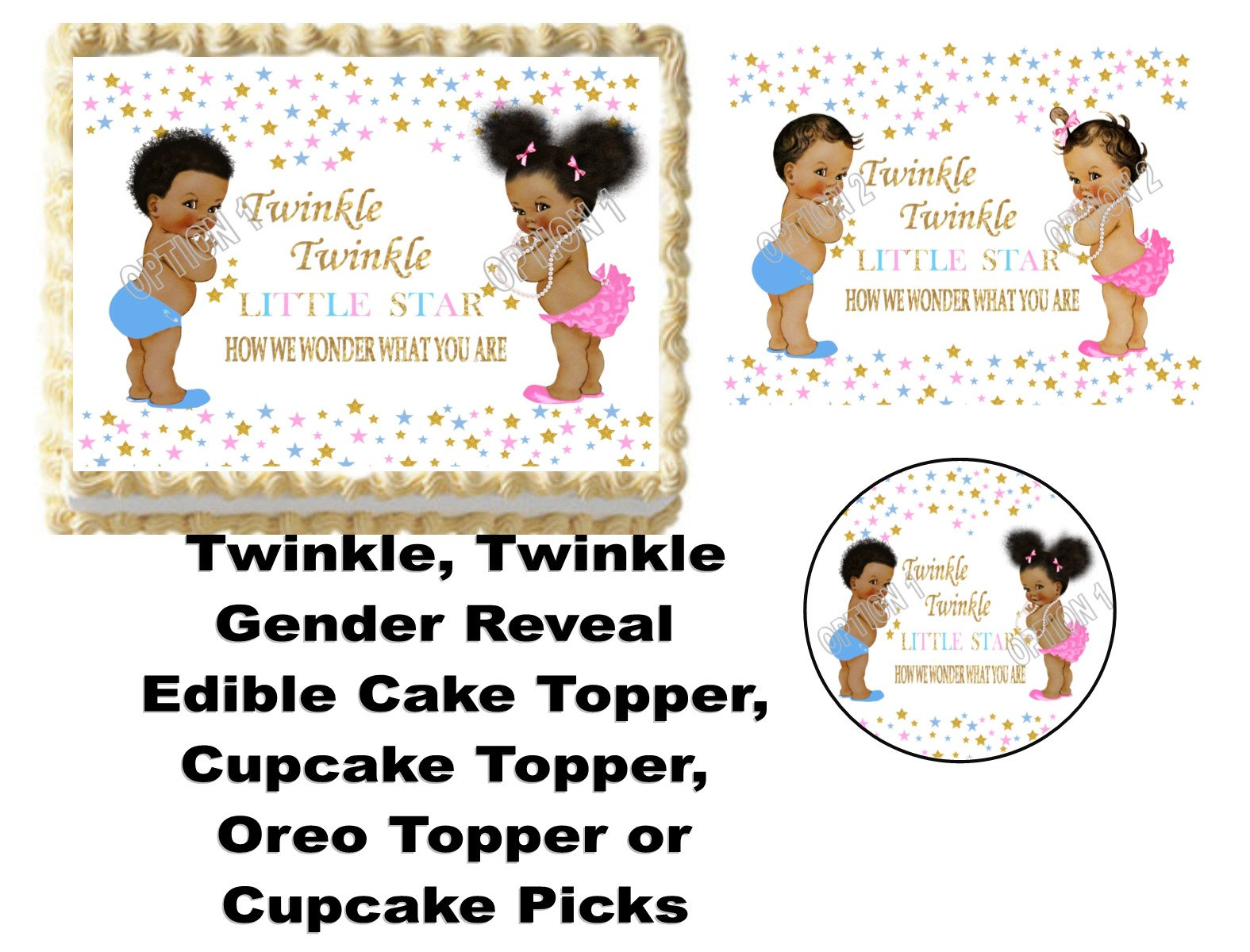 Edible Twinkle Twinkle Gender Reveal Cake/cupcake Topper - Etsy
