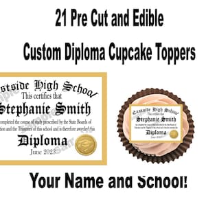 21 Edible Pre Cut Diploma Cupcake toppers