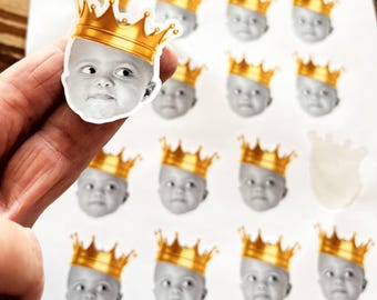 The Big One Baby Face  birthday Custom Photo Sticker Sheet