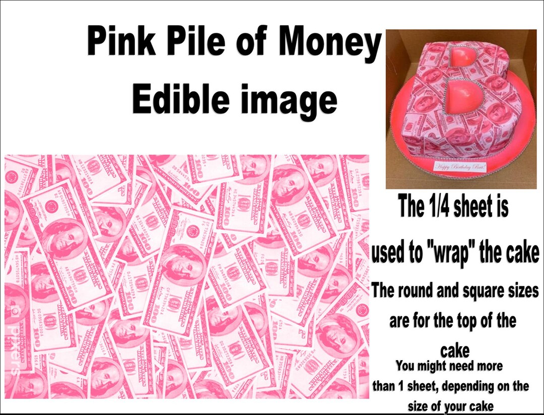 Pink Money Dollar Edible Image