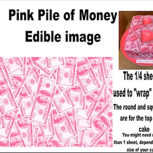 Pink Pile of Money Edible images