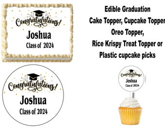 Edible Graduation Cake topper, cupcake topper,  rice krispy treat topper, or plastic cupcake picks