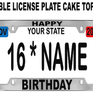 License Plate Edible Cake Topper