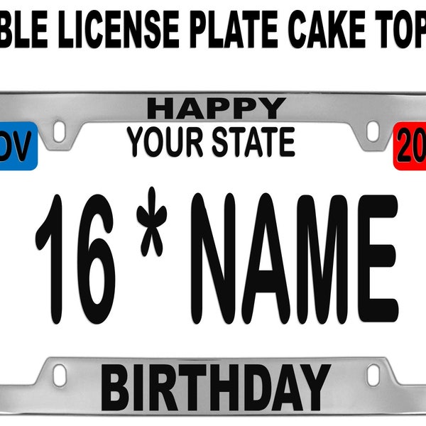 License Plate Edible Cake Topper