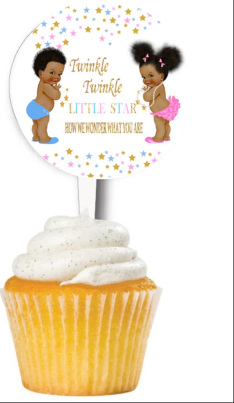 Edible Twinkle Twinkle Gender Reveal Cake Topper Cupcake - Etsy