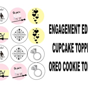 Engagement  Edible Cupcake, or Oreo Cookie Toppers
