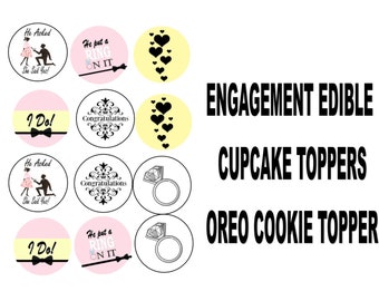 Engagement  Edible Cupcake, or Cookie Toppers