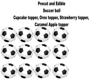 Edible Soccer ball  cupcake topper,  caramel apple topper, strawberry topper
