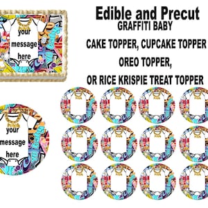 Hip Hop Graffiti Baby Wall  Edible Cake topper, Cupcake topper, cookie topper, Rice Krispy treat Toppers