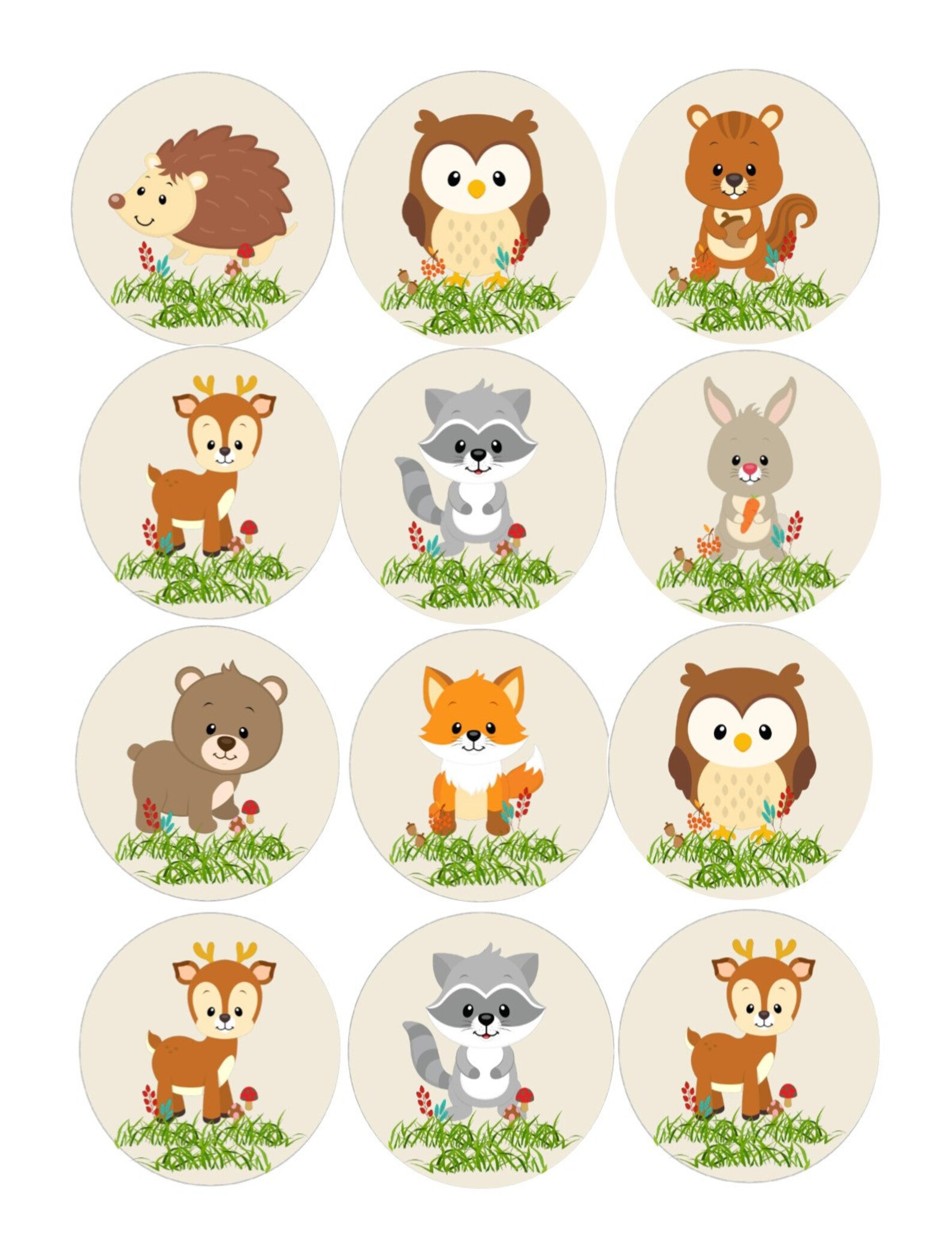 Woodland Animals Edible Cupcake Toppers Oreo Cookie Topper Etsy