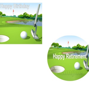 Golf Edible Cake topper, Cupcake topper, Cookie topper, plastic picks or gift bag stickers