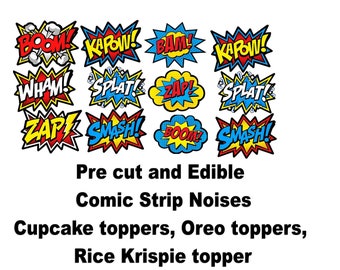 Edible Super Hero Noises  Cupcake/Cookie toppers, or Rice Krispy toppers