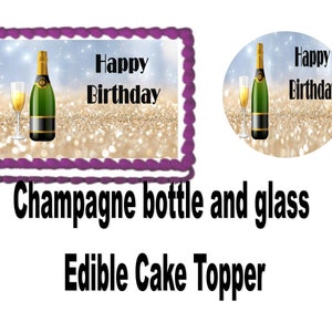 Edible Champagne Bottle and Glass Cake topper image 1