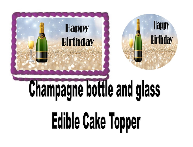 Edible Champagne Bottle and Glass Cake topper image 1