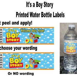 It's a Boy Story Water Bottle Labels, Printed and Ready to Use