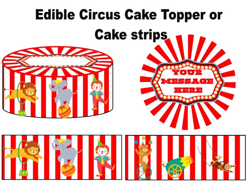Edible Circus Theme Cake Topper or Cake Strips - Etsy