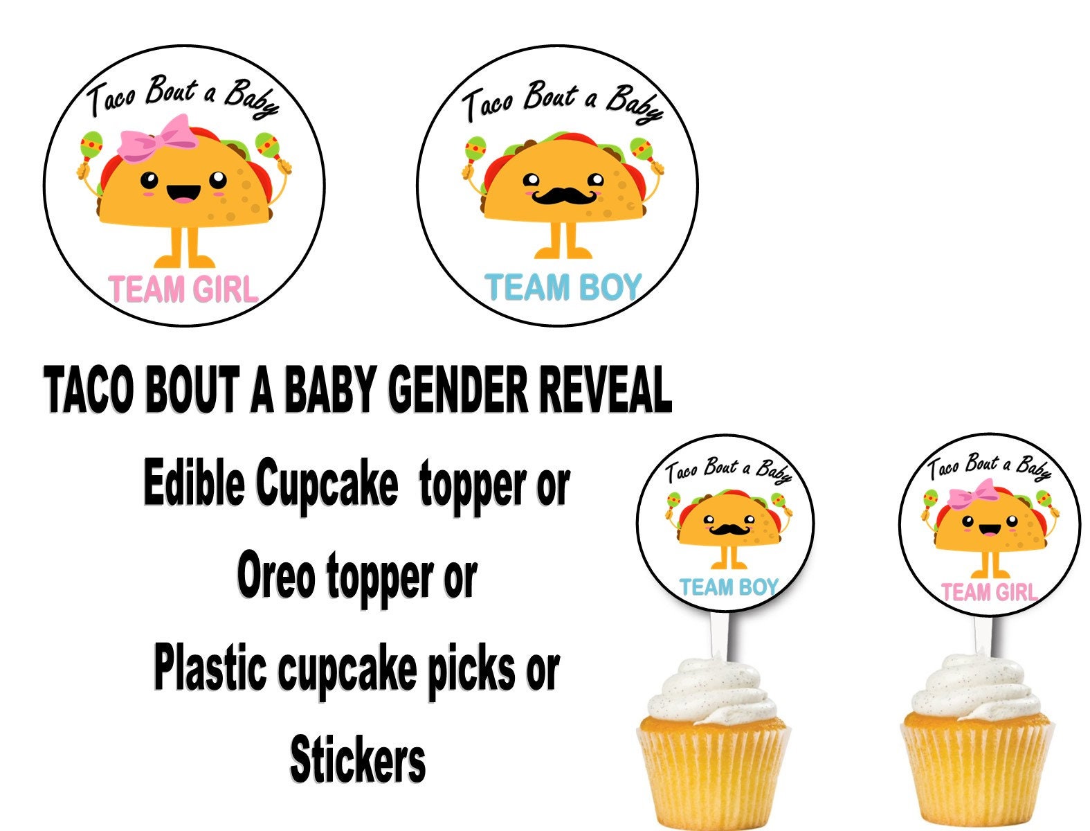 JOYMEMO 24 Stück Taco Bout A Baby Cupcake Toppers – Mexikanische Fiesta Deko Für Baby-Shower