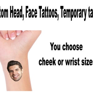 Custom Head, Face, tattoos, Temporary Tattoos