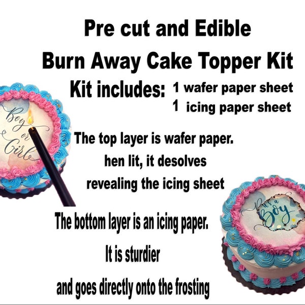 Edible Burn away Cake Topper Kit For Birthdays, Anniversary, Gender Reveals,  valentines day