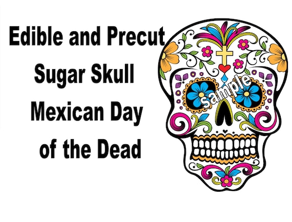 Day of the Dead Mexican Sugar Skull Edible Cake Topper Image