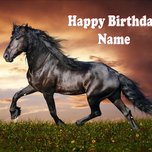 Black Stallion Horse Edible Cake, Cupcake, Cookie Toppers