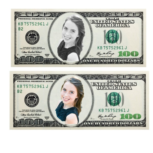 Edible 100 Dollar Bill  with your face Cake Topper