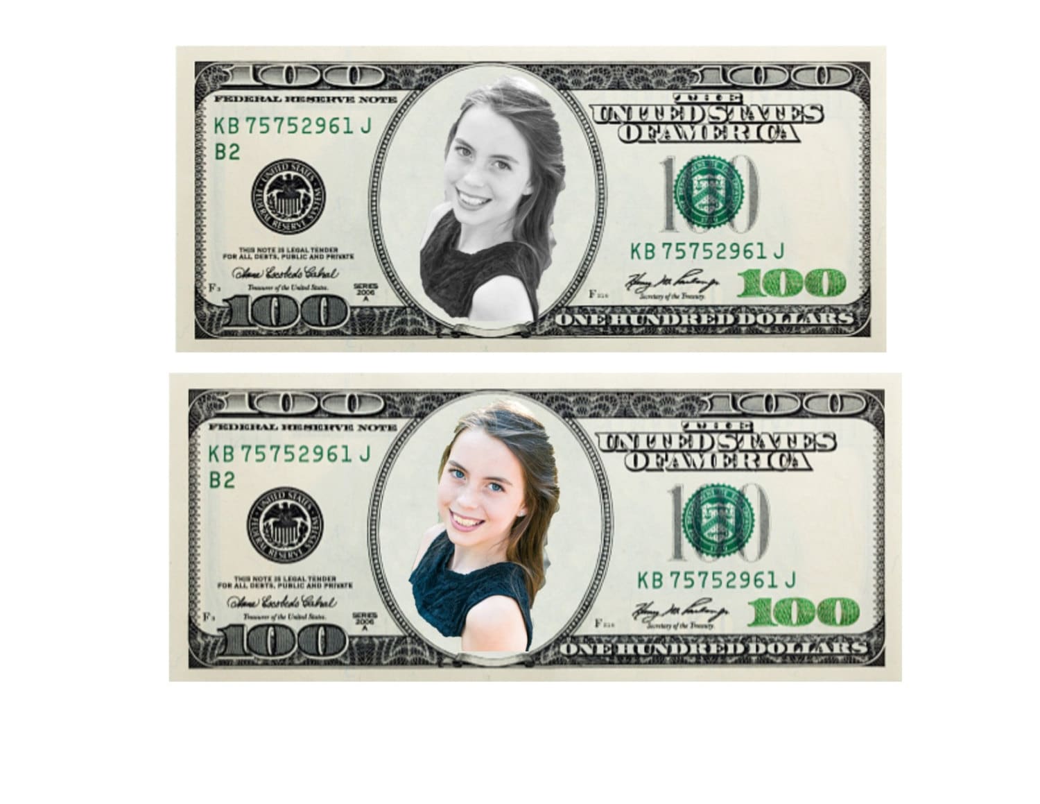 Edible 100 Dollar Bill Cake Toppers, Cupcake Toppers, Rice Krispies Toppers  