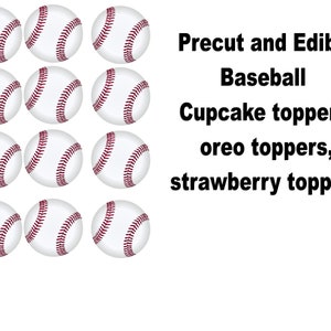 Edible Baseball cupcake toppers, cookie toppers, strawberry toppers, candy apple toppers