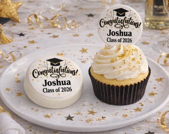Graduation Edible Image Toppers | Class of 2026 Personalized | Cupcake Toppers, Oreo Toppers, Cake & Rice Krispy Treat Decorations