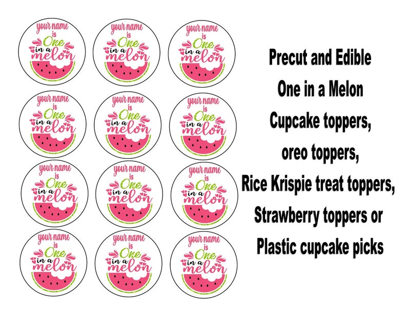 Edible One in a Melon Cupcake Topper Oreo Topper Rice - Etsy