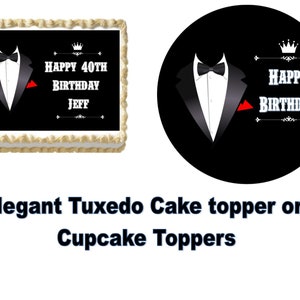 Tuxedo Edible Cake topper, Cupcake topper, cookie topper