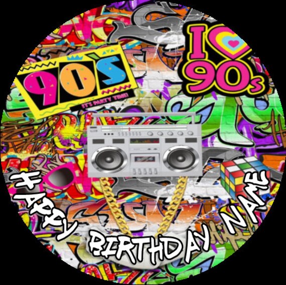 I love the 90's Birthday Cake topper Edible paper sugar sheet cupcakes  easy