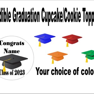 Edible Graduation Cookie/Cupcake toppers or cocktail/drink toppers