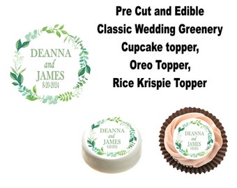 Classic Eucalyptus Greenery Edible Cupcake topper, Oreo topper, Rice Krispy Topper