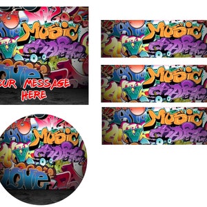 Grunge Graffiti Wall Edible Cake topper, Cupcake topper, cookie topper, Rice Krispie Toppers