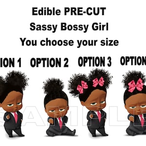 Pre-Cut African American Sassy Bossy Girl  Edible Cake, Cupcake, CookieToppers