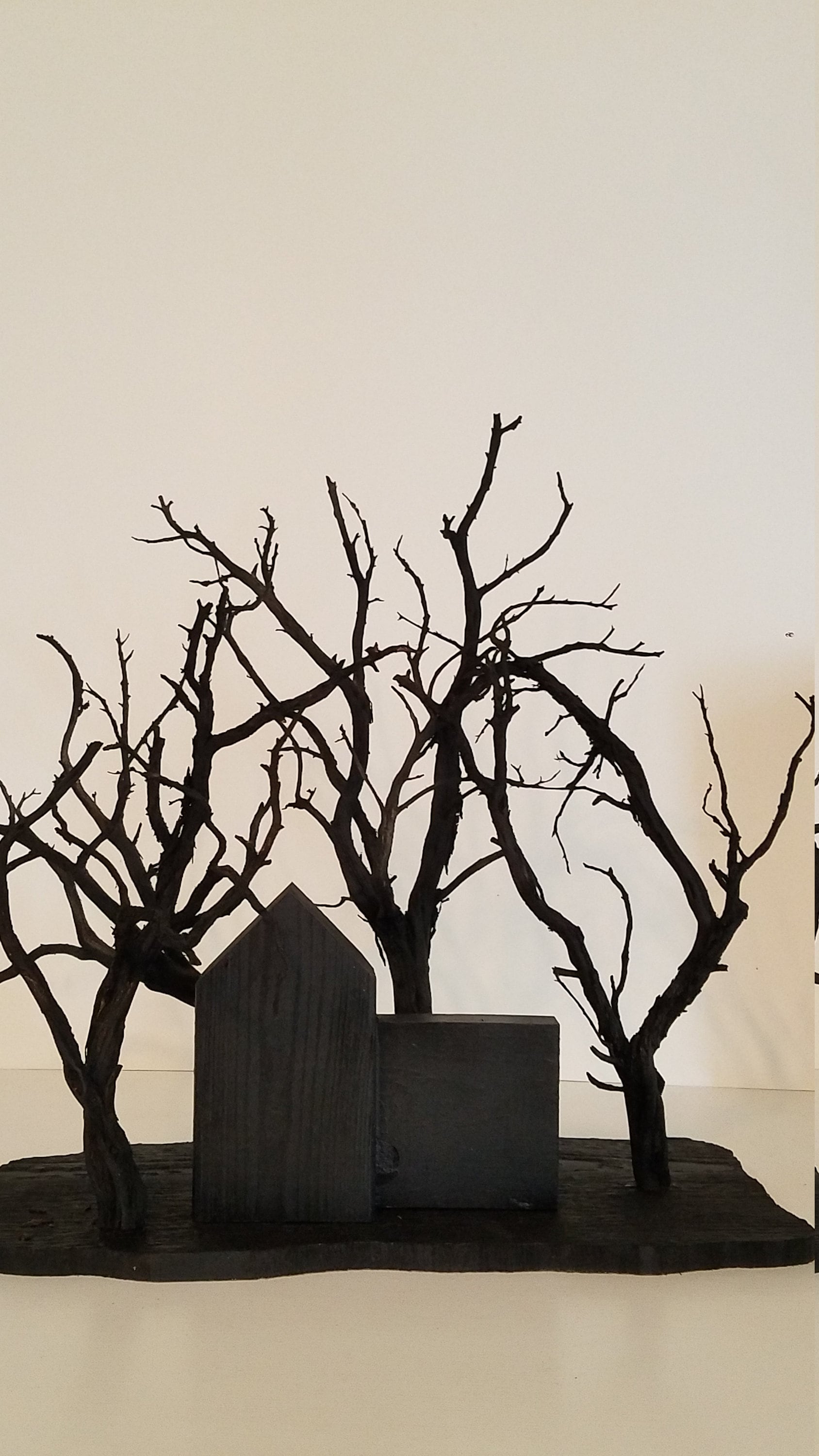 Haunted house, Haunted forest, Gothic forest, Halloween house, Scary house, Spooky forest, Black trees, Mantle art, Table centerpiece