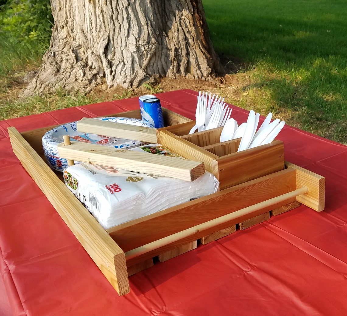 Picnic Tray Camping Tray Serving Tray Picnic Caddy Napkin Etsy