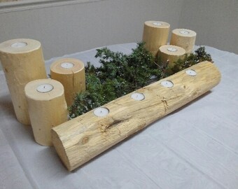Wedding candle, Candle holder, Logs, Tea candles, Rail fence, Wood candle holder, Candles, Cabin, Home decor, Country decor, Romantic, Party