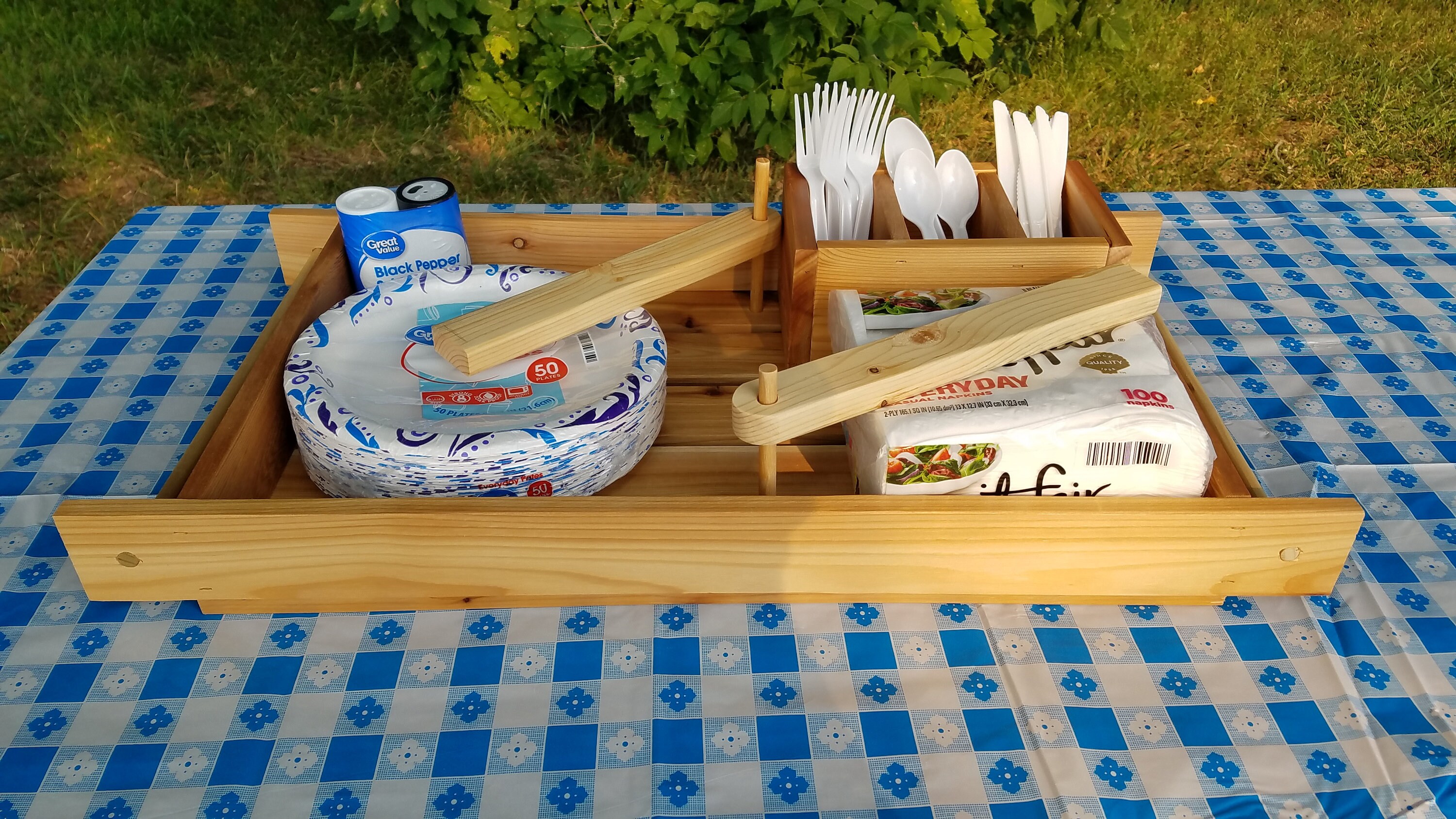 Picnic Tray, Camping Tray, Serving Tray, Picnic Caddy, Napkin Tray