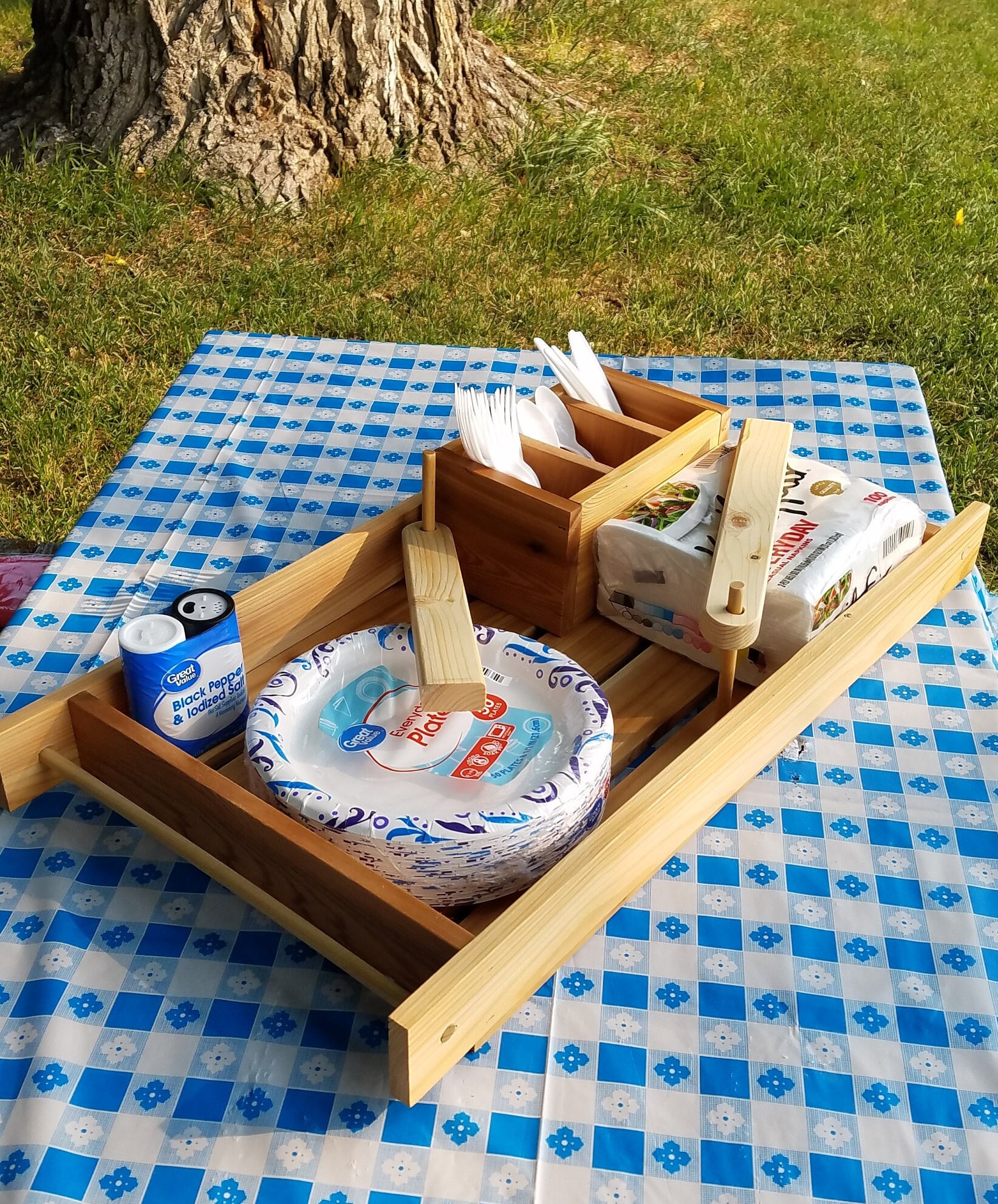 Picnic Tray, Camping Tray, Serving Tray, Picnic Caddy, Napkin Tray