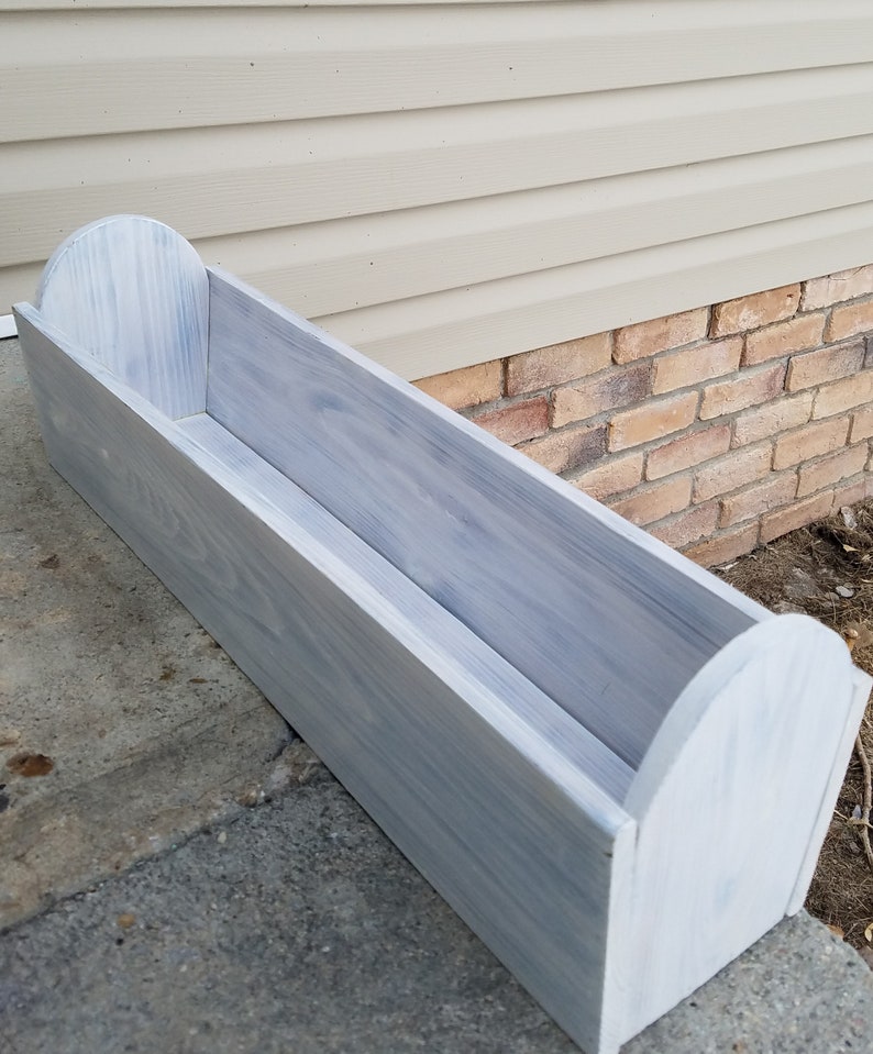 White wood planter for porch plantings, deck planters, yard flower boxes ,wedding centerpieces , farmhouse handrail planters , outdoor decor image 10